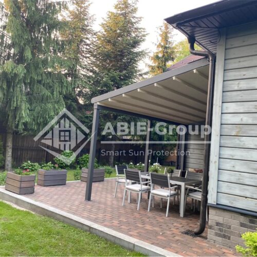 Фотографии выполненных работ компании «ABIE-GROUP» алюминиевой односкатной перголы. пос.Барвиха, Московской обл.