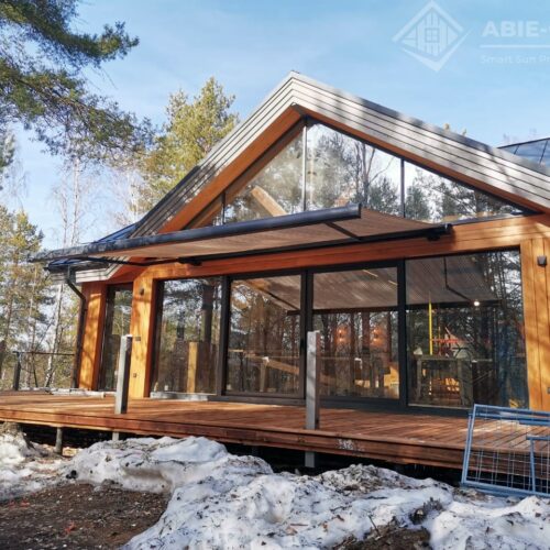 Фотографии выполненных работ компании «ABIE-GROUP» кассетной Испанской маркизы Kyma. г.Санкт-Петербург.