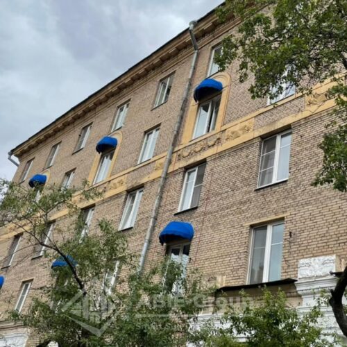 Фотографии выполненных работ компании «ABIE-GROUP» Корзинных полукруглых маркиз с Австрийской тканью Sattler. г.Москва, проспект Мира.